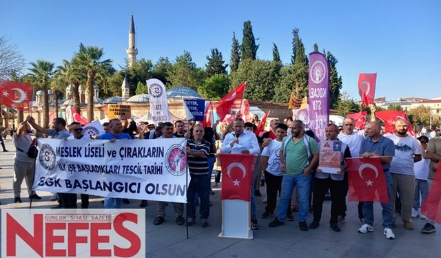 Staj ve çırak mağdurları hakları için meydana çıktılar