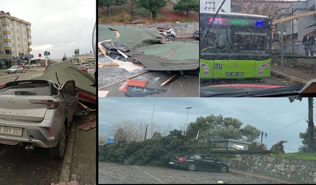 Kocaeli’yi Fırtına Vurdu: Çatılar Uçtu, Tırlar Devrildi, Otobüse Kereste Saplandı