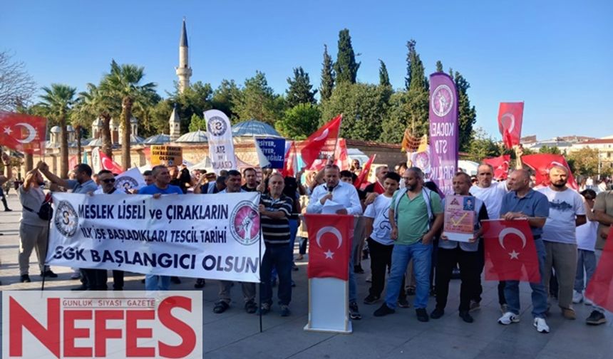 Staj ve çırak mağdurları hakları için meydana çıktılar