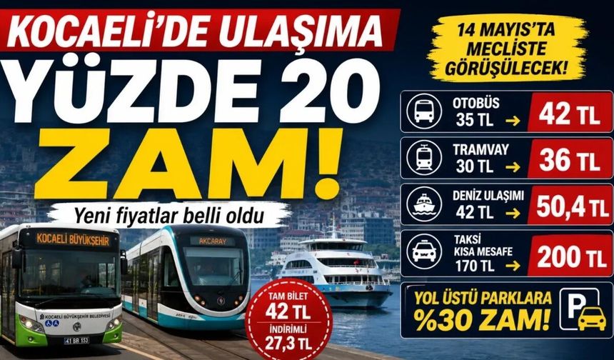 Kocaeli’de Ulaşıma Zam Geldi!